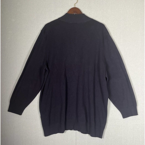 VTG Lands End Outfitters Men's XXL Full Zip Cardigan Knit Sweater Navy Blue EUC - Picture 2 of 9